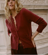 FREYA CASHMERE CARDIGAN -- MALBEC