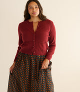 FREYA CASHMERE CARDIGAN -- MALBEC